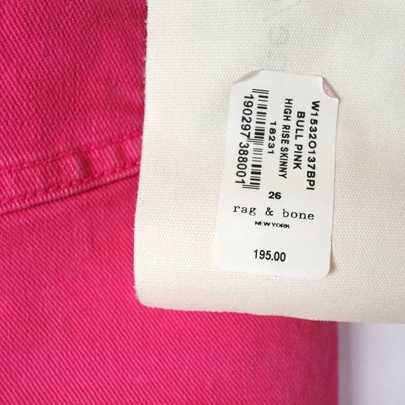 Rag & Bone pink high rise skinny jeans, size 26 - Picture 3 of 8
